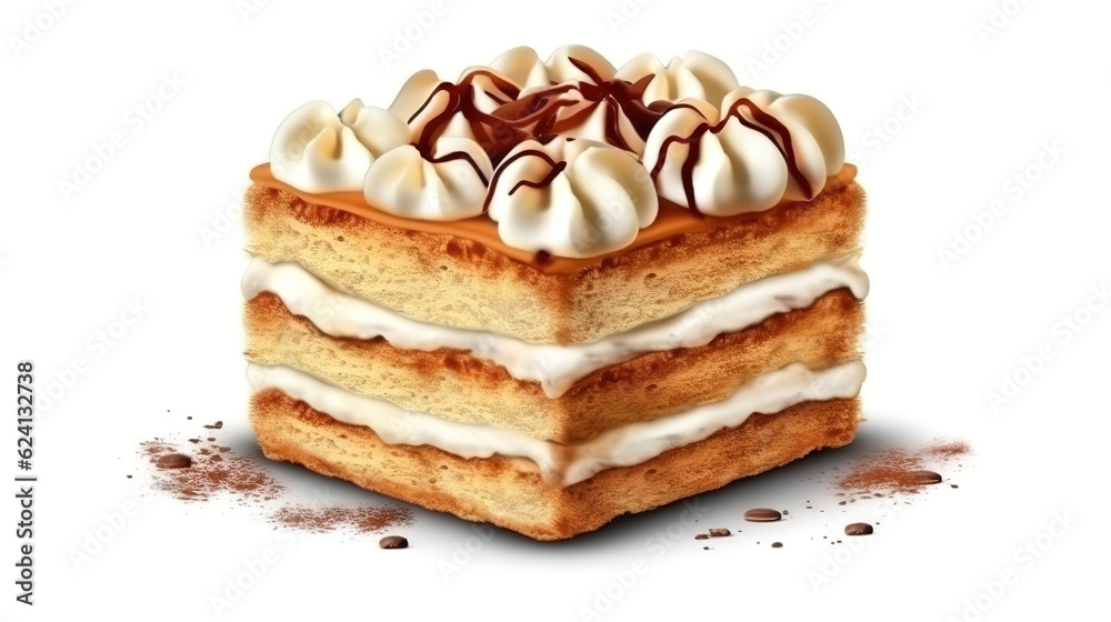 Tiramisu cake isolated. Generative Ai Tiramisu cake isolated. Generative Ai