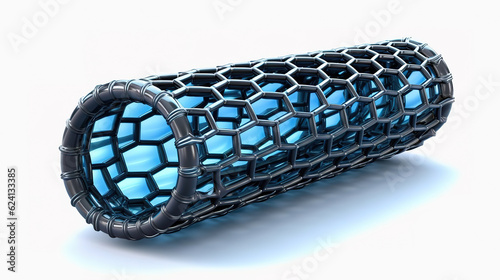 Carbon nanotube model isolated. Generative Ai