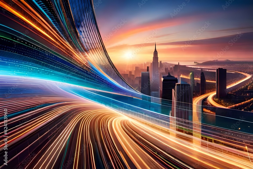 traffic in the city at night generated Ai traffic in the city at night generated Ai