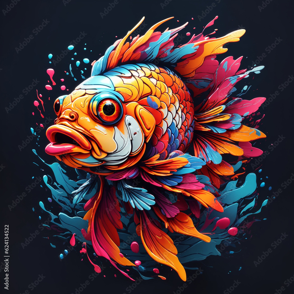 The fish, T-Shirt Art, T-Shirt Design, Shirt Print, Splash art