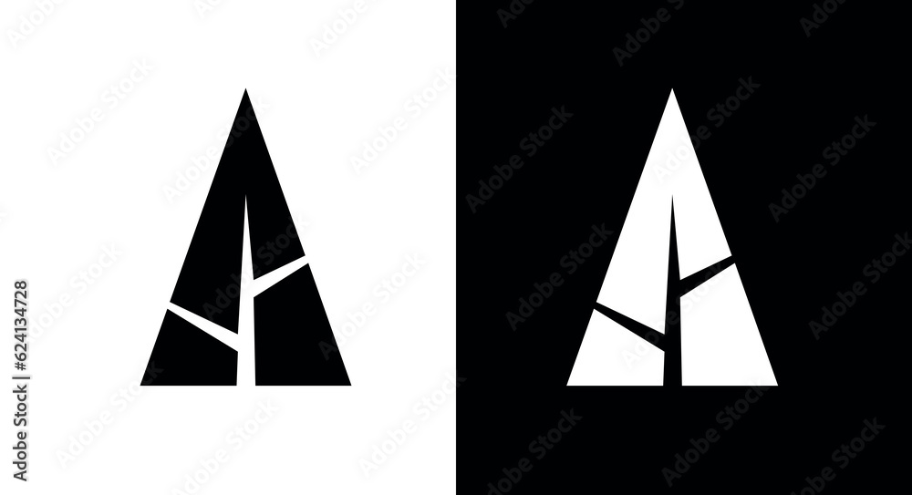 Tree icon. The pictogram is a stylized silhouette of a tree. Abstract image of a tree or forest. Tree icon. The pictogram is a stylized silhouette of a tree. Abstract image of a tree or forest.