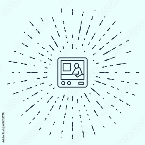 Black line Television report icon isolated on grey background. TV news. Abstract circle random dots. Vector