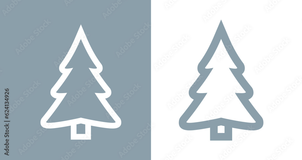 Christmas tree or tree icons set. The pictogram is a stylized silhouette of a Christmas tree, a symbol of the New Year and Christmas. Abstract image of a tree, Christmas tree or forest. Christmas tree or tree icons set. The pictogram is a stylized silhouette of a Christmas tree, a symbol of the New Year and Christmas. Abstract image of a tree, Christmas tree or forest.