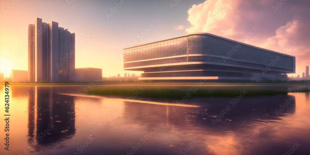 City Building Simple Modern Skyscraper business 3D illustration background. City Building Simple Modern Skyscraper business 3D illustration background.