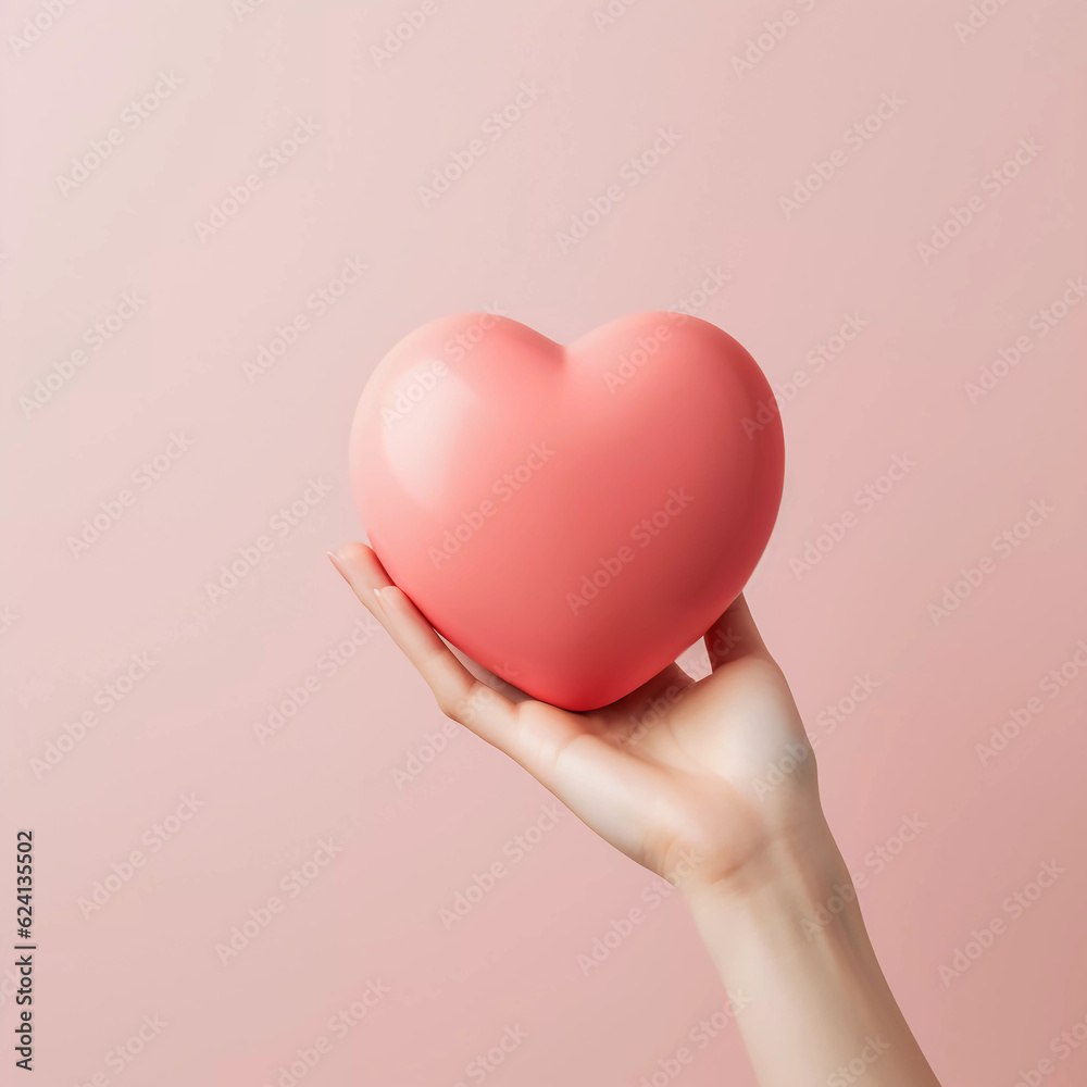 Woman hand holding red heart, Happiness moment, Health care, donate and family insurance concept, World heart day, world health day, Hope, Gratitude, Kindness, Valentine's Day. Generative AI. Woman hand holding red heart, Happiness moment, Health care, donate and family insurance concept, World heart day, world health day, Hope, Gratitude, Kindness, Valentine's Day. Generative AI.