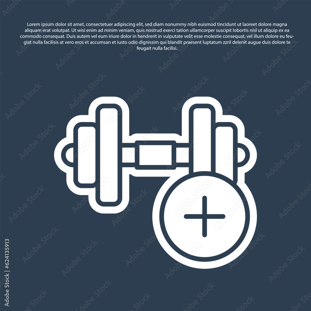 Blue line Dumbbell icon isolated on blue background. Muscle lifting, fitness barbell, sports equipment. Vector Blue line Dumbbell icon isolated on blue background. Muscle lifting, fitness barbell, sports equipment. Vector
