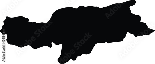 Silhouette map of Bozen Italy with transparent background.