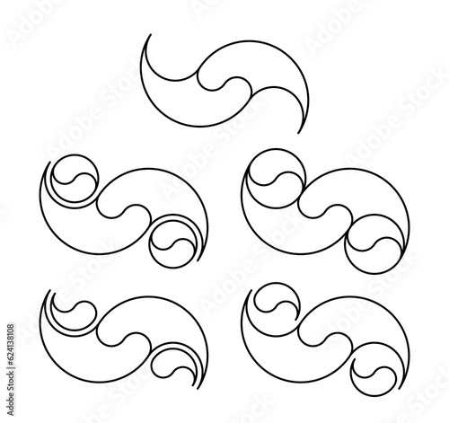 korean logo outline set. vector illustration isolated on white background