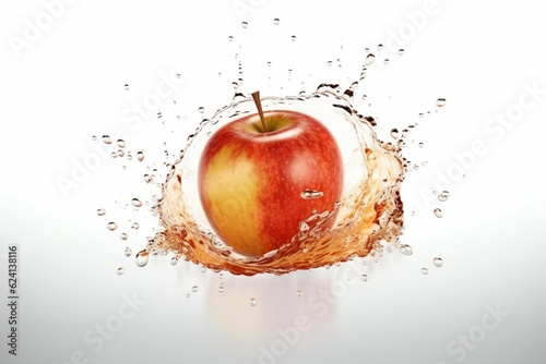 red apple with drops