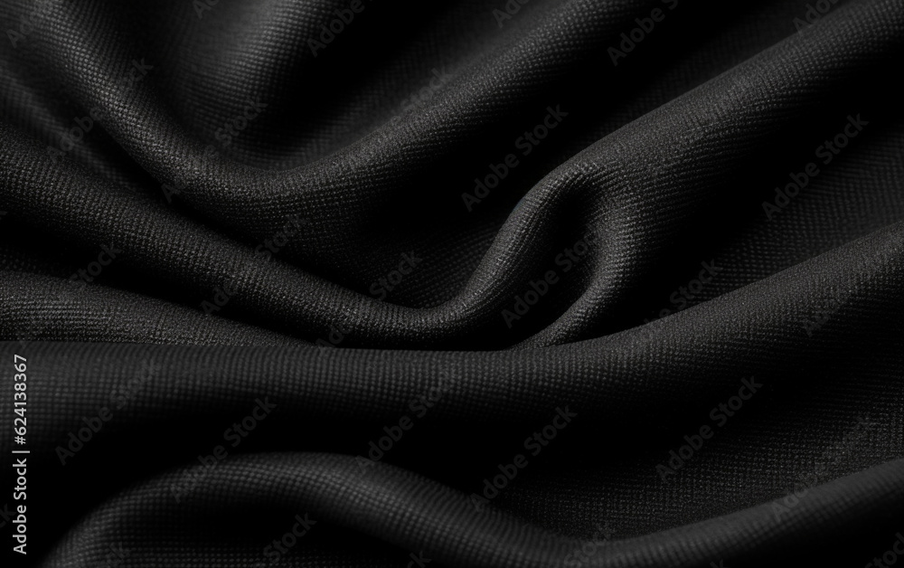 Fototapeta premium Black jersey texture background. Detail of luxury fabric surface