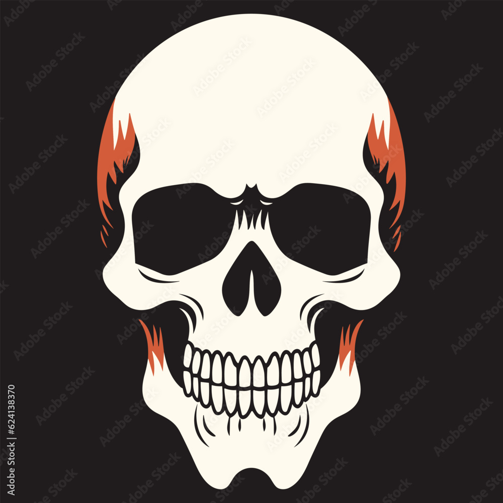 human skull vector illustration isolated on black background, skull and ...