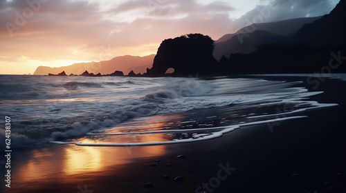 Sunset black sands beach