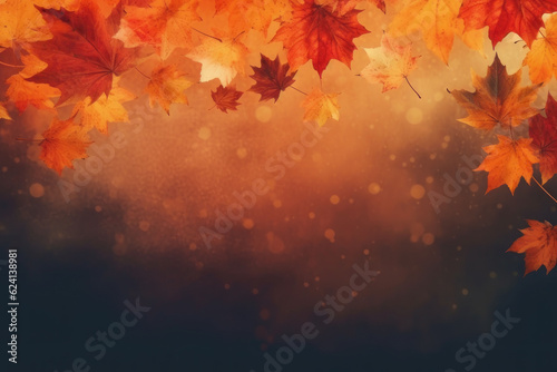 Autumn background  autumn leaves  flatlay. AI generative.