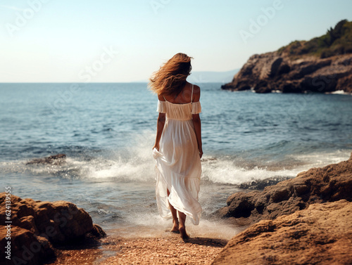 woman in white dress on beach