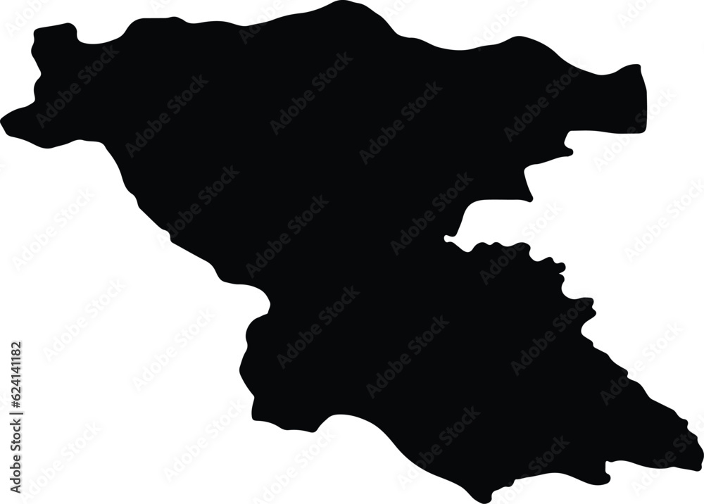 Silhouette map of Burgas Bulgaria with transparent background.