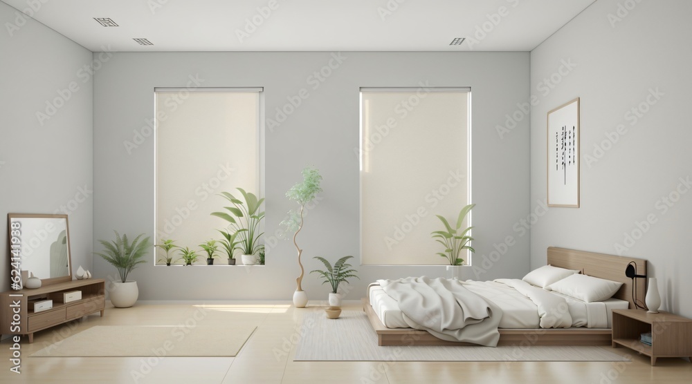 Fototapeta premium 3d render minimalist of japanese room of zen garden