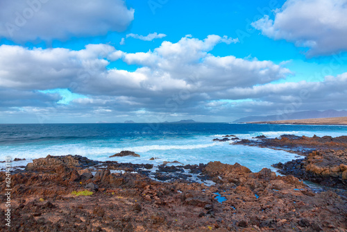 Volcanic rocks on the coast of Lanzarote, Canary Islands, Spain © russieseo
