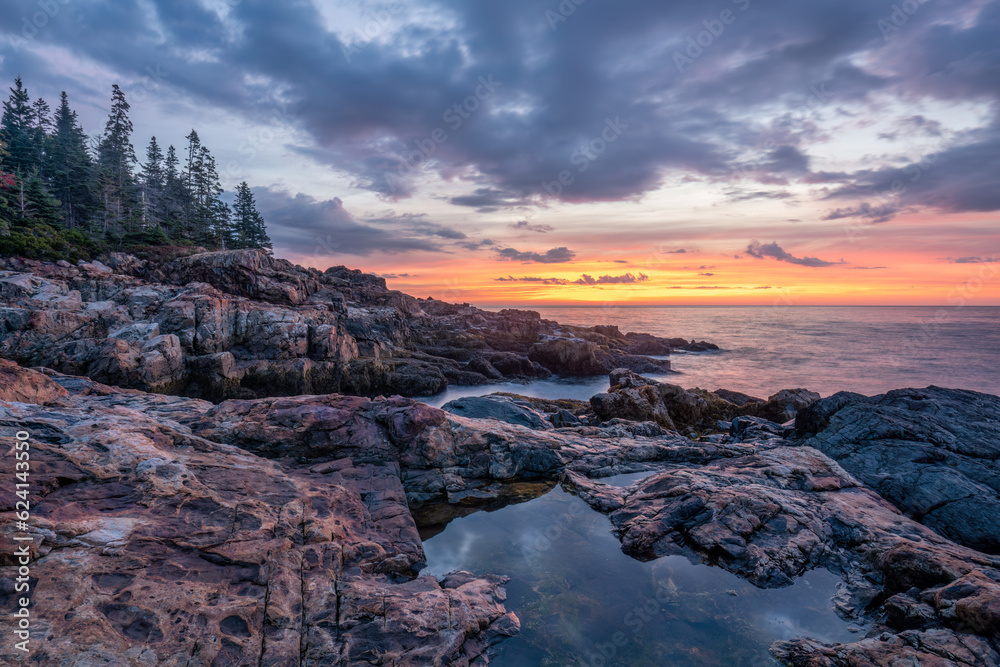 Atlantic seashore sunrise at Acadia National Park - Maine