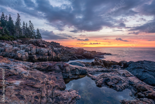 Atlantic seashore sunrise at Acadia National Park - Maine photo