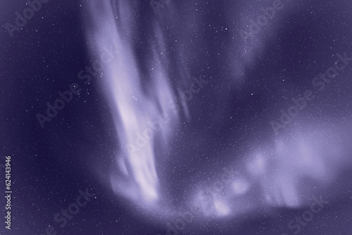 Northern lights, aurora borealis. Monochrome violet space background