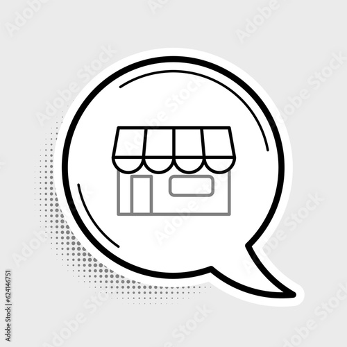 Line Shopping building or market store icon isolated on grey background. Shop construction. Colorful outline concept. Vector