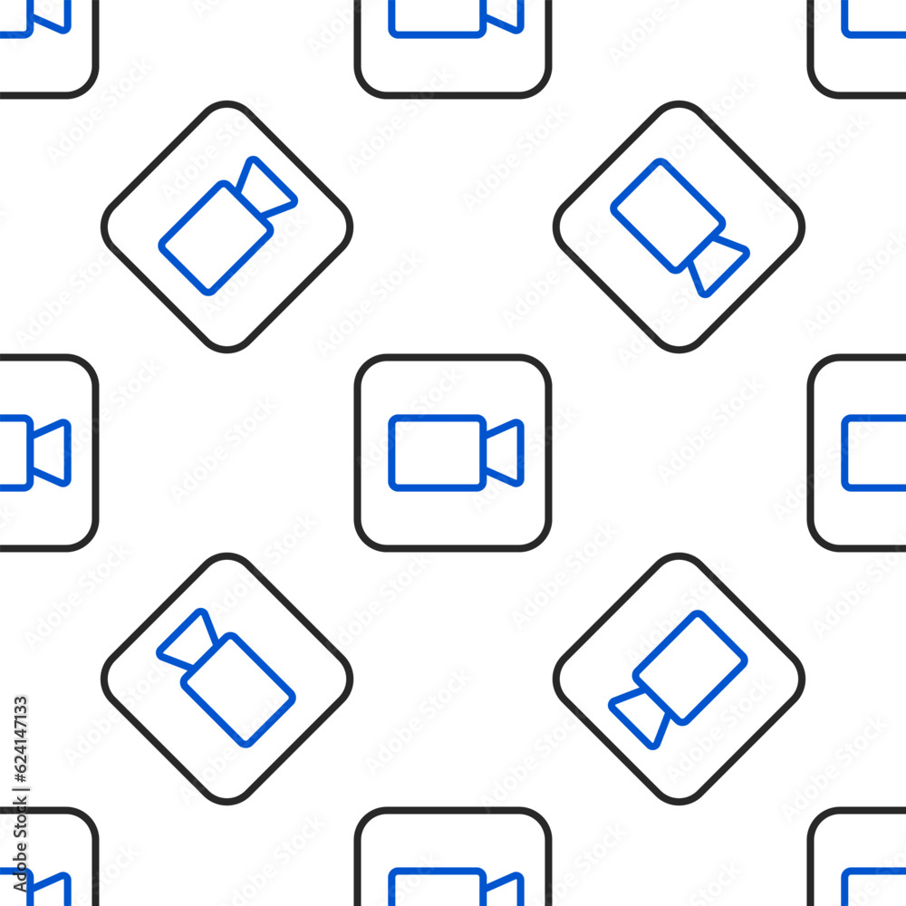 Line Camera icon isolated seamless pattern on white background. Video camera. Movie sign. Film projector. Colorful outline concept. Vector Line Camera icon isolated seamless pattern on white background. Video camera. Movie sign. Film projector. Colorful outline concept. Vector