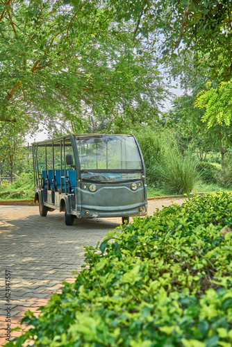 a tourist van in a park