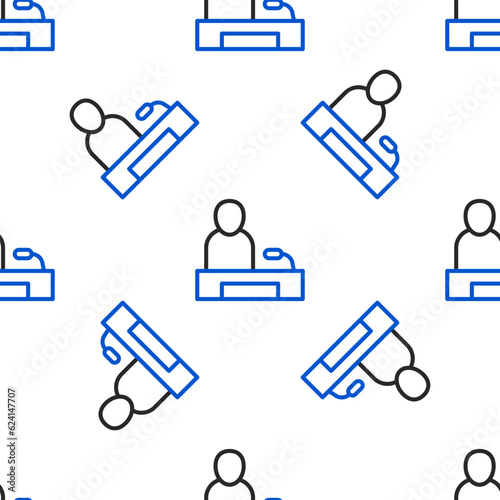 Line Television report icon isolated seamless pattern on white background. TV news. Colorful outline concept. Vector