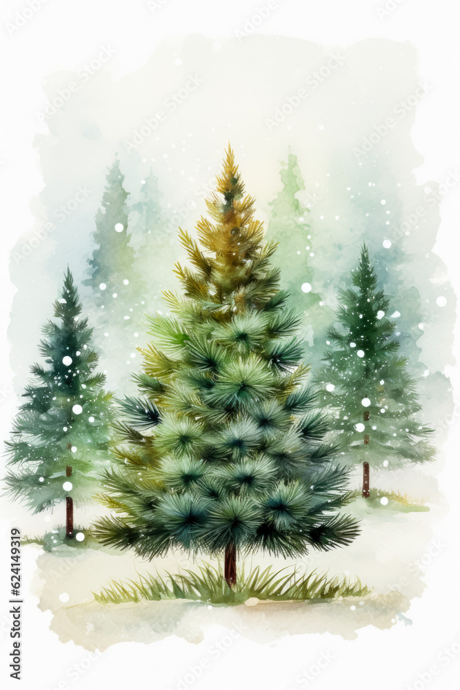 Christmas greeting card background, watercolor 