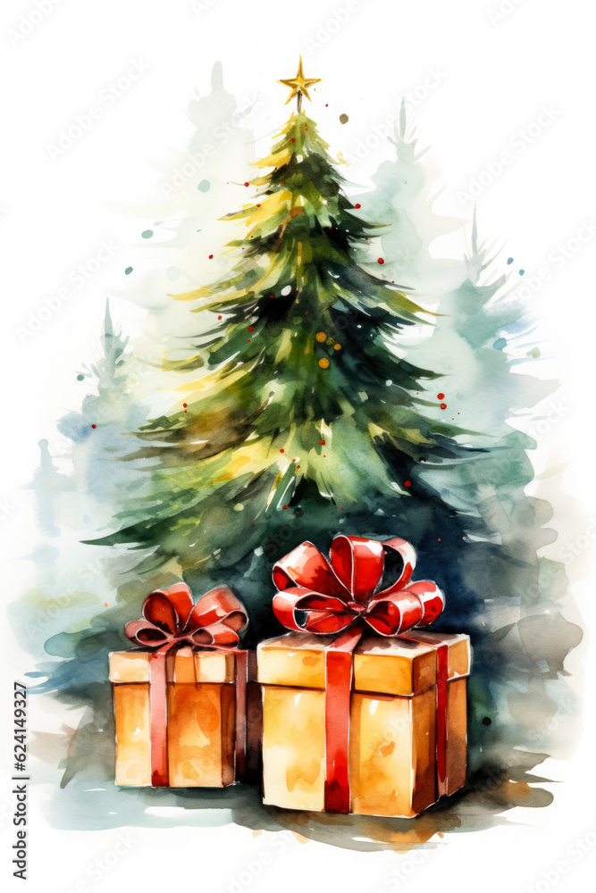 Christmas greeting card background, watercolor Christmas greeting card background, watercolor