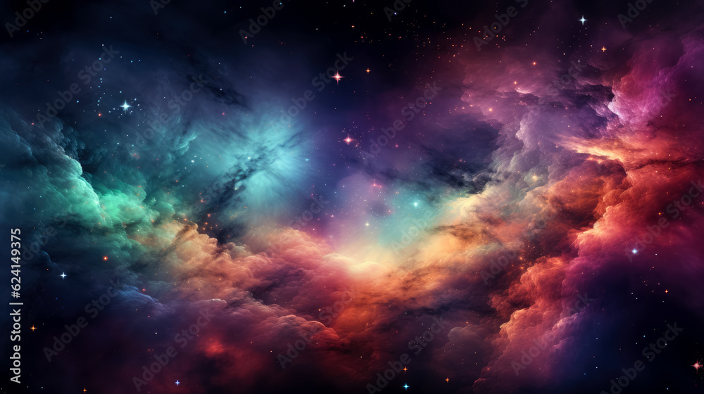 Naklejka premium Colorful space galaxy cloud