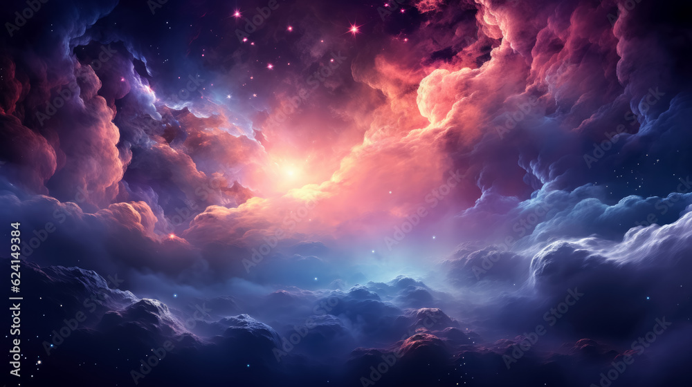 Colorful space galaxy cloud  background with a copy space