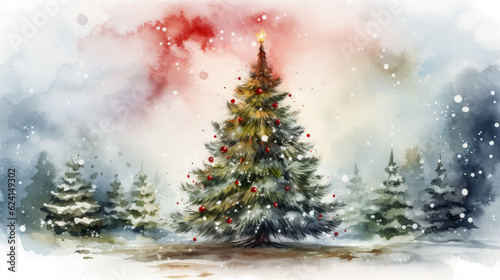 Christmas greeting card background, watercolor  © fotogurmespb