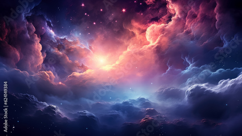 Colorful space galaxy cloud  background with a copy space