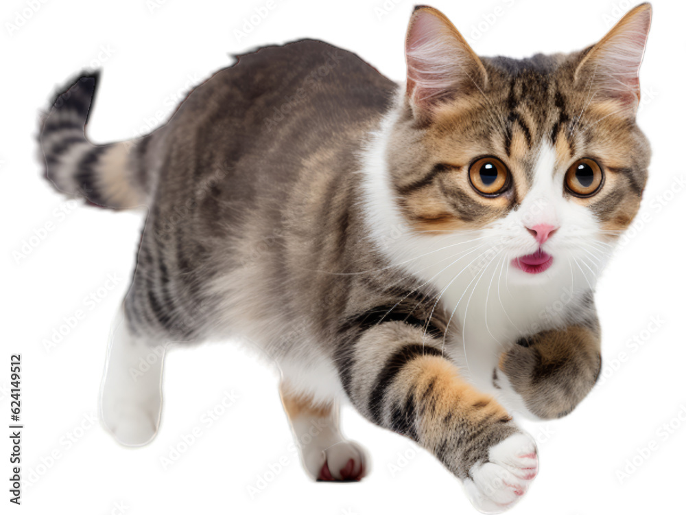 Playful Manx Cat - Transparent Background