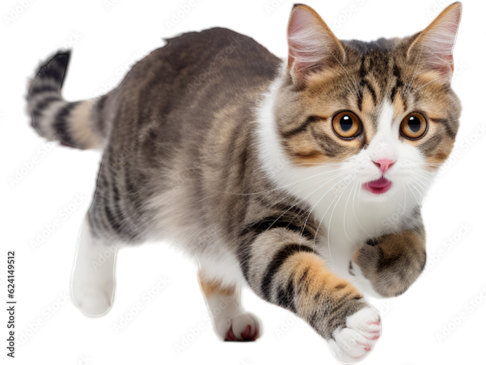 Obraz premium Playful Manx Cat - Transparent Background