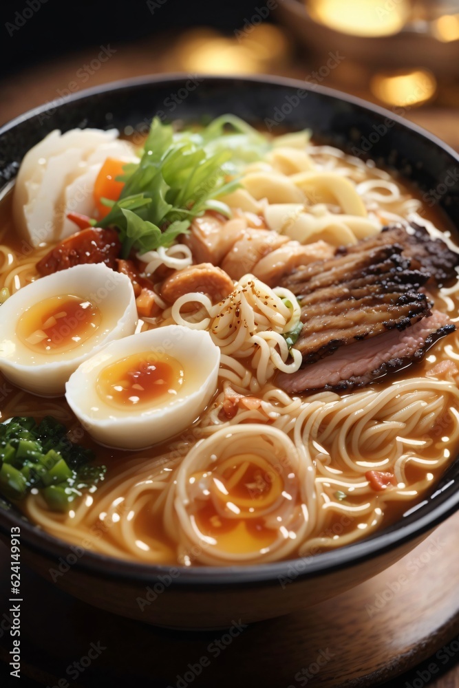 ramen noodles with egg, pork and vegetables ramen noodles with egg, pork and vegetables