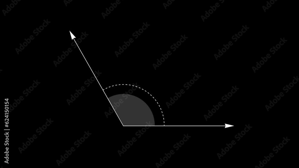 120 degree obtuse angle teaching measurement animation, alpha channel