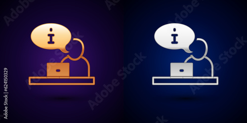 Gold and silver Television report icon isolated on black background. TV news. Vector