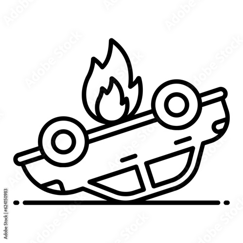 Car Crash Line Icon