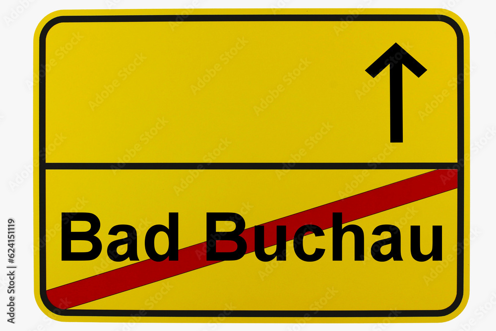 Illustration eines Ortsausgangsschildes von Bad Buchau in Baden-Württemberg Illustration eines Ortsausgangsschildes von Bad Buchau in Baden-Württemberg