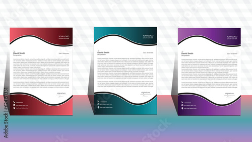  business template. set of three letterhead. business letterhead design. corporate modern letterhead template. professional letter head design. office letterhead design .