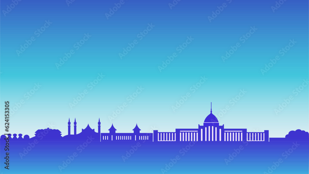 Muslim cityscape silhouette background vector illustration.