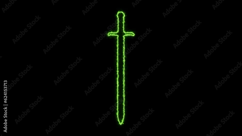 Neon 4K Sword Animation with Black Background Neon 4K Sword Animation with Black Background