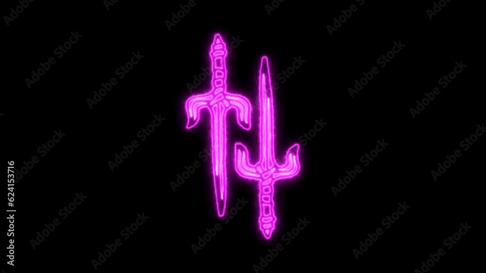 Ninja Warrior Dagger Neon Animation 4K with Black Background Ninja Warrior Dagger Neon Animation 4K with Black Background