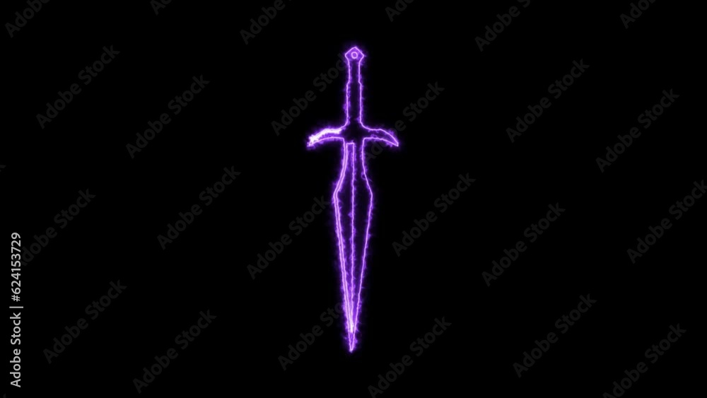 Ninja Warrior Dagger Neon Animation 4K with Black Background Ninja Warrior Dagger Neon Animation 4K with Black Background