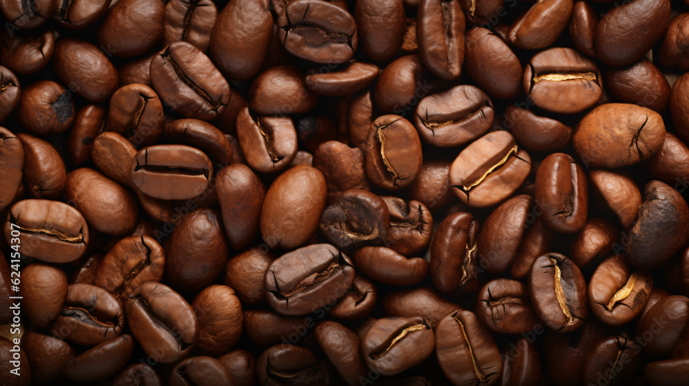 Obraz premium Coffee beans on a neutral background. Generative AI