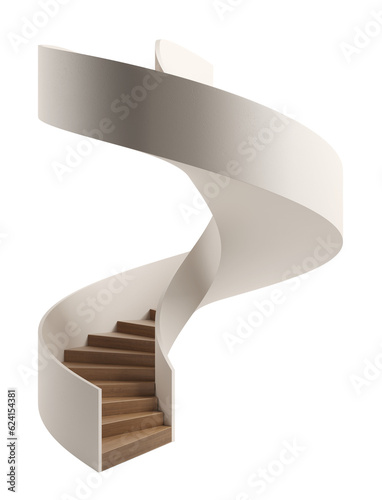 Spiral staircase isolated. Modern stairs for premium apartments. 3d illustration