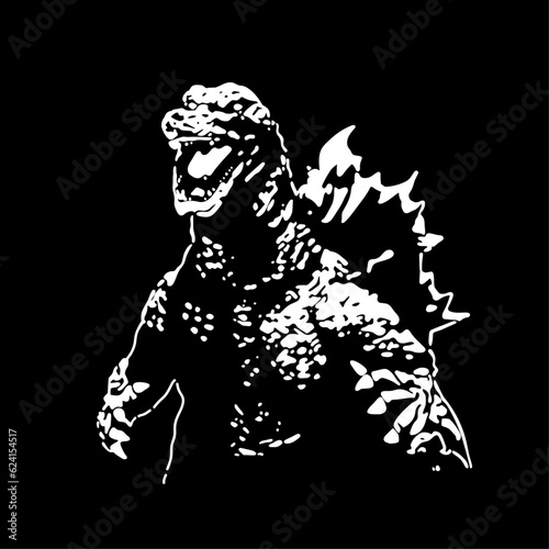 Godzilla vector graphic T shirt design. Apparel clothing prints eps svg png. Monster vintage graphics designs posters stickers. Download it Now in high resolution format and print it in any size