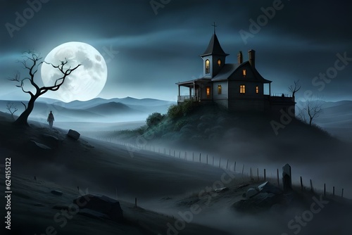 halloween background with castle